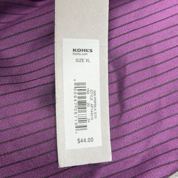 VTG APT 9 Luxury Shirt Mens XL Purple Black Striped Modern Fit Button Down NWT - Picture 9 of 16